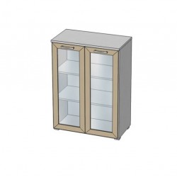 Шкаф средний 76H002-0022 витрина МДФ дуб медовый со стеклом