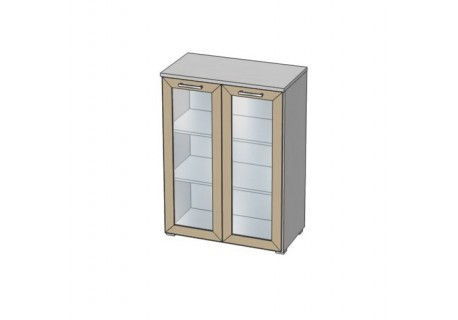 Шкаф средний 76H002-0022 витрина МДФ дуб медовый со стеклом