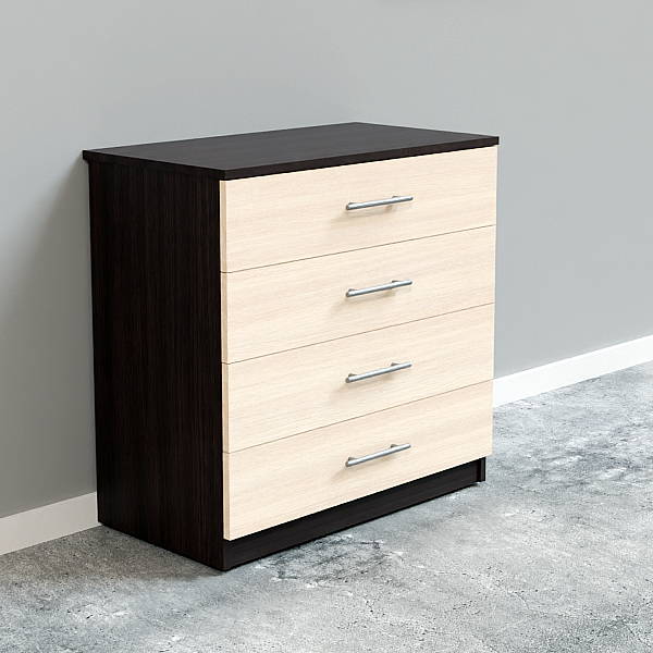 Комод на 4 ящика МаМод-9 ширина 80 см цвет венге и дуб молочный фото