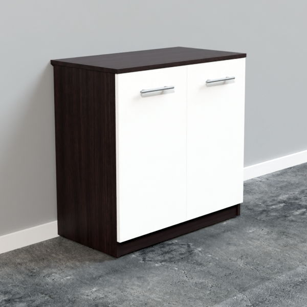 Комод с полками цвета венге с белыми глянцевыми фасадами фото.