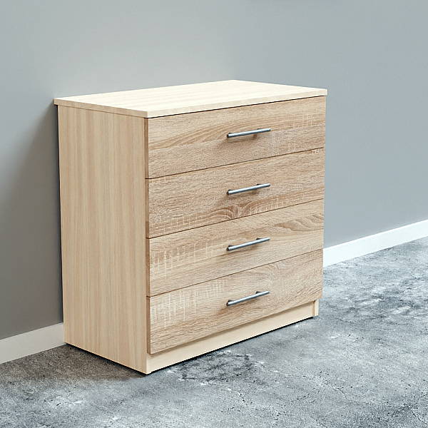 Комод МаМод-30 шириной 80 см на 4 выдвижных ящика цвет молочный и сонома фото